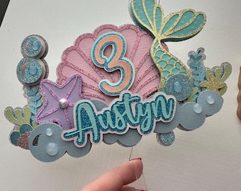 Mermaid Cake Topper, Mermaid Party, Under the Sea Topper, Mermaid Decorations, Mermaid Tail Topper