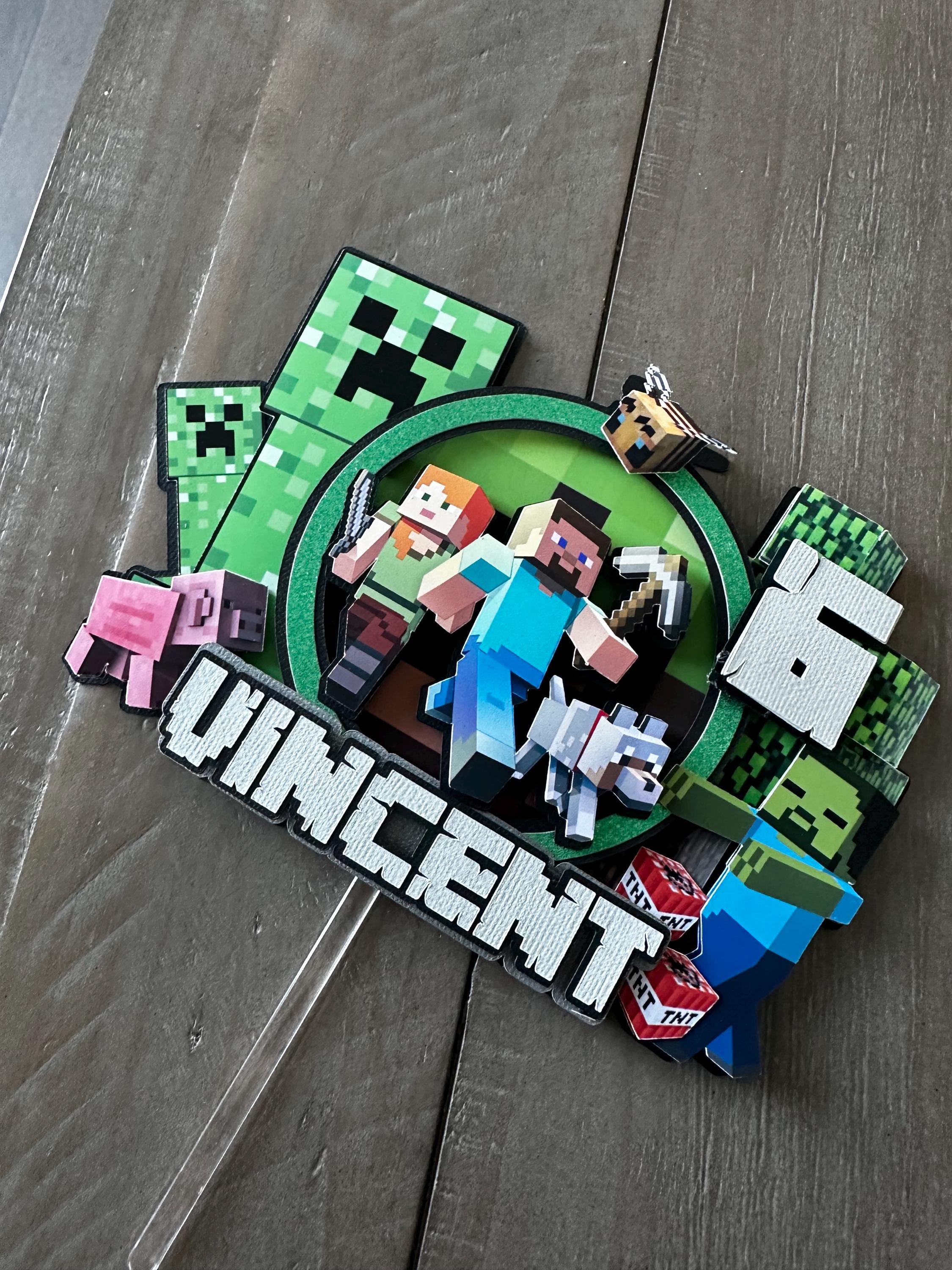 Custom 3D Inspired Minecraft Cake Topper