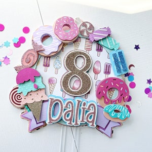 Candy Birthday Cake Topper: Donut, Ice Cream, Personalized