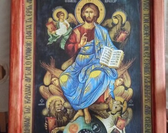 Icône Chrétienne Orthodoxe En Bois Fait Main - Représentation Jésus Christ - Dimensions 16x8.5 Cm - 6
