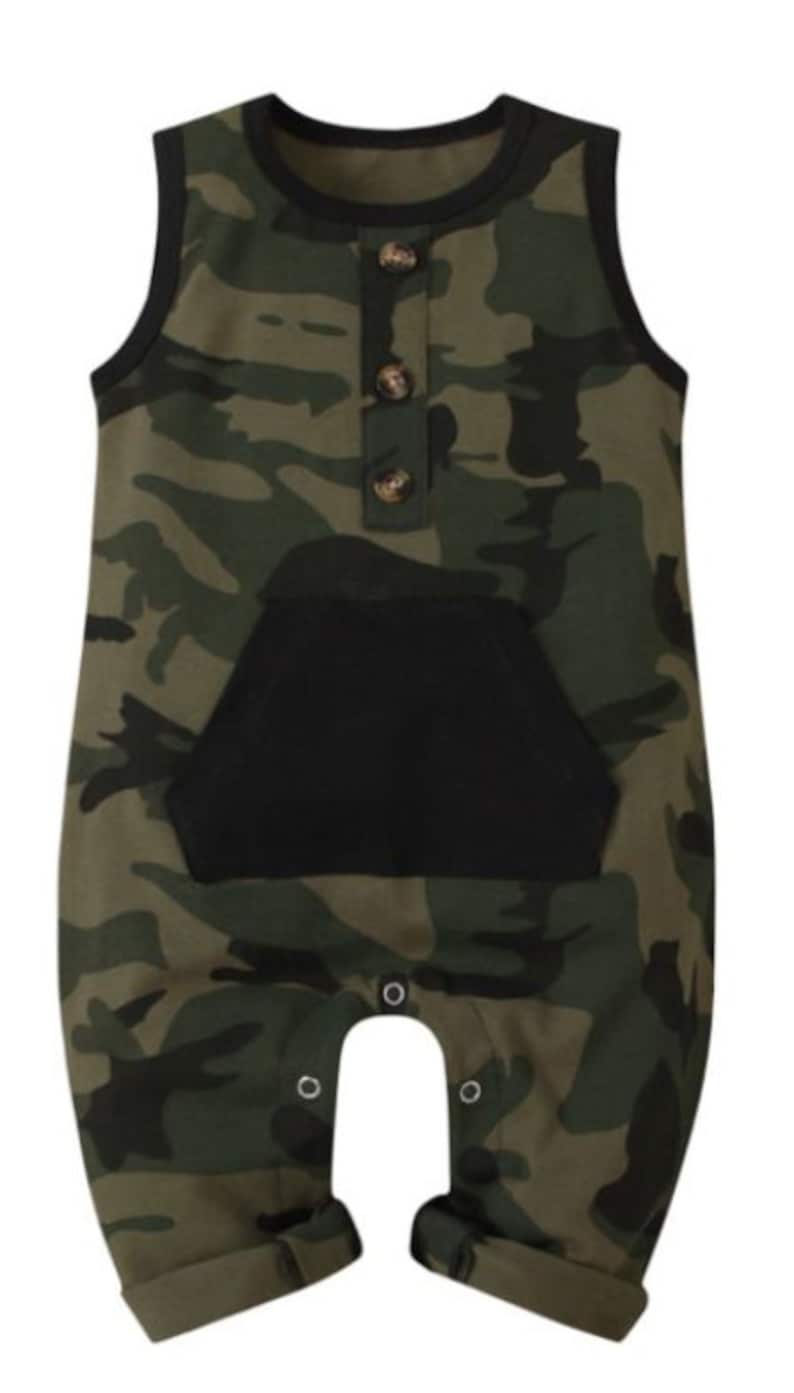 Boys Camo Rompers 03 to 912 months