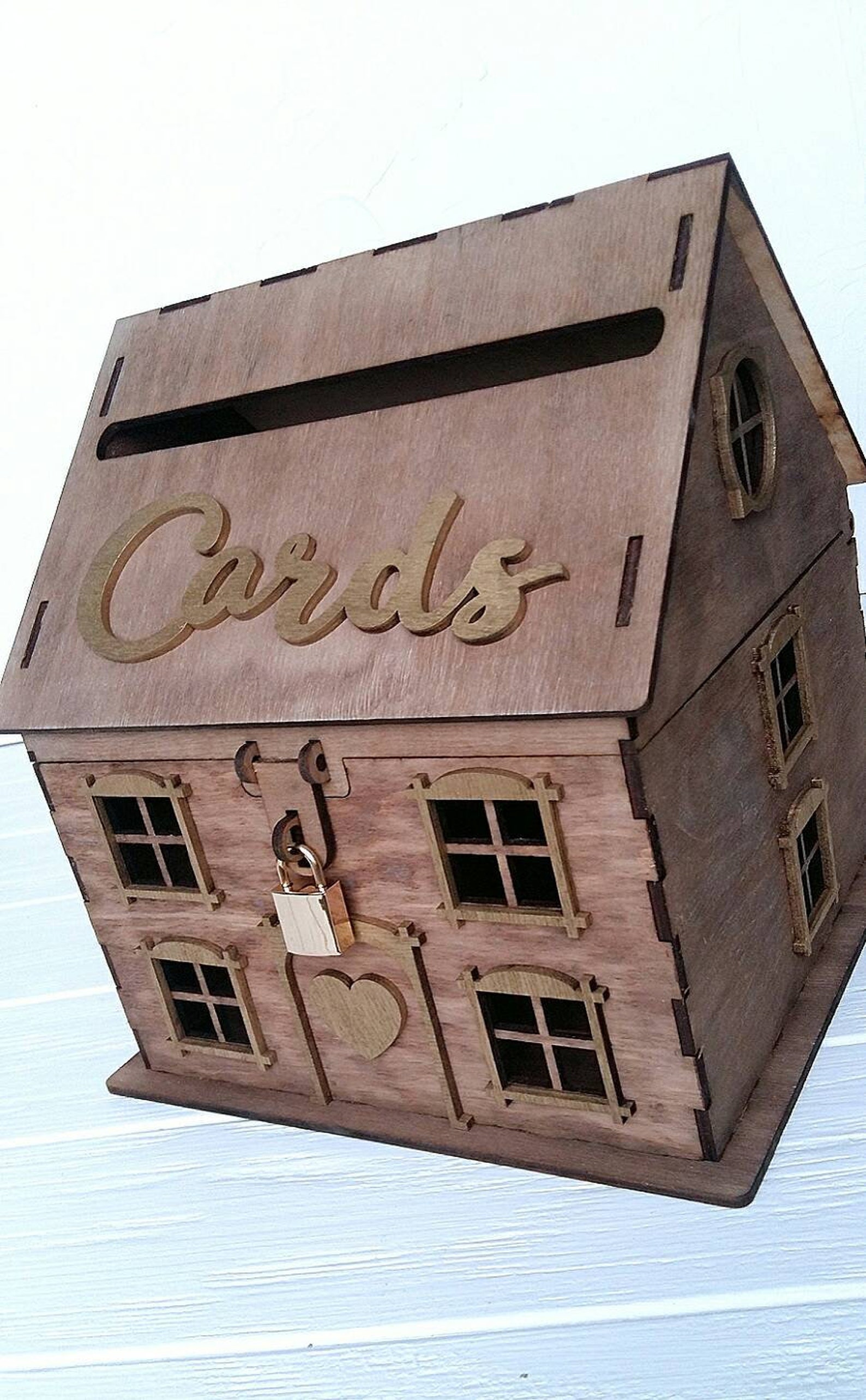 Wedding House Cards Box With Lock Wooden Gift Box Rustic Etsy