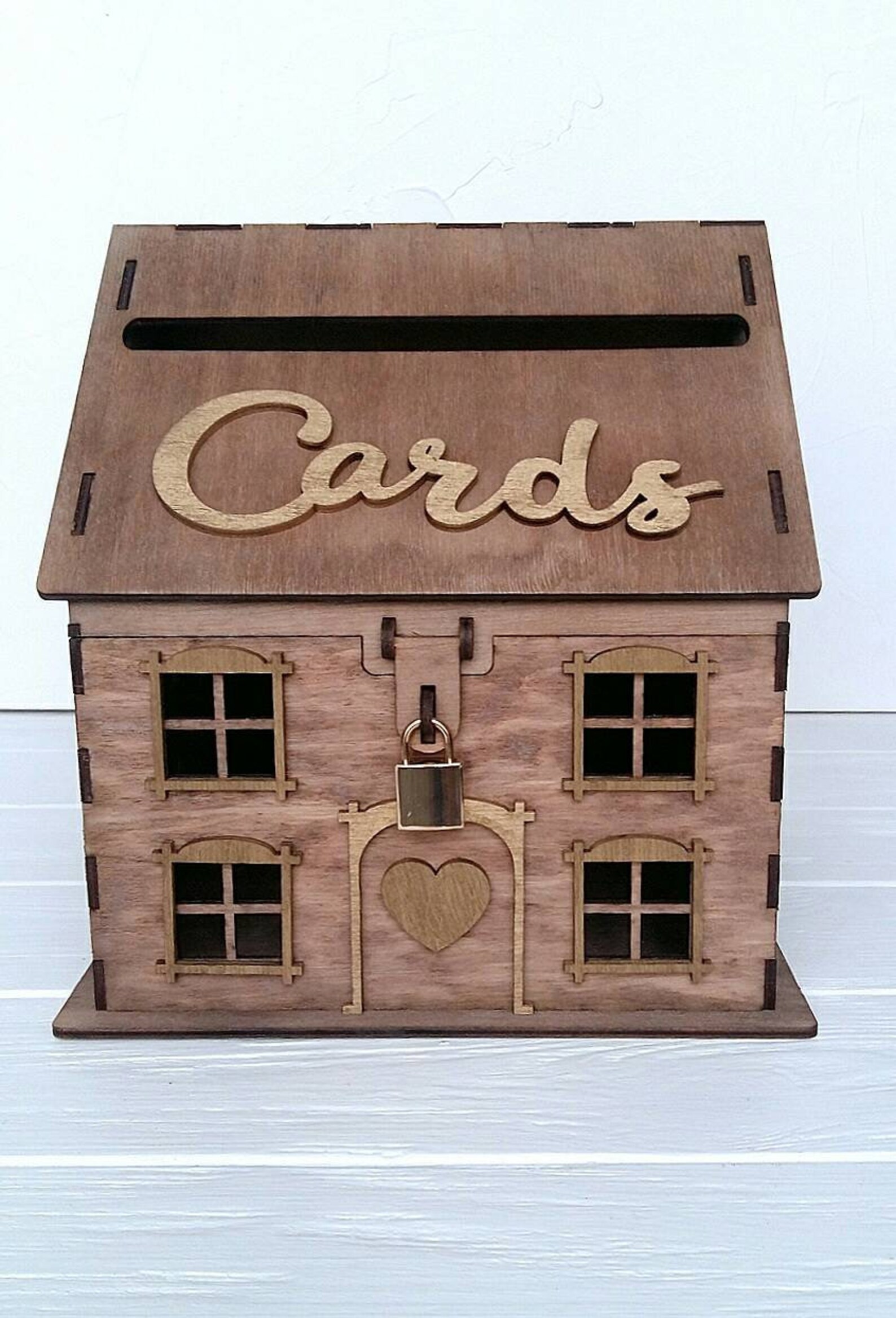 Wedding House Cards Box With Lock Wooden Gift Box Rustic Etsy