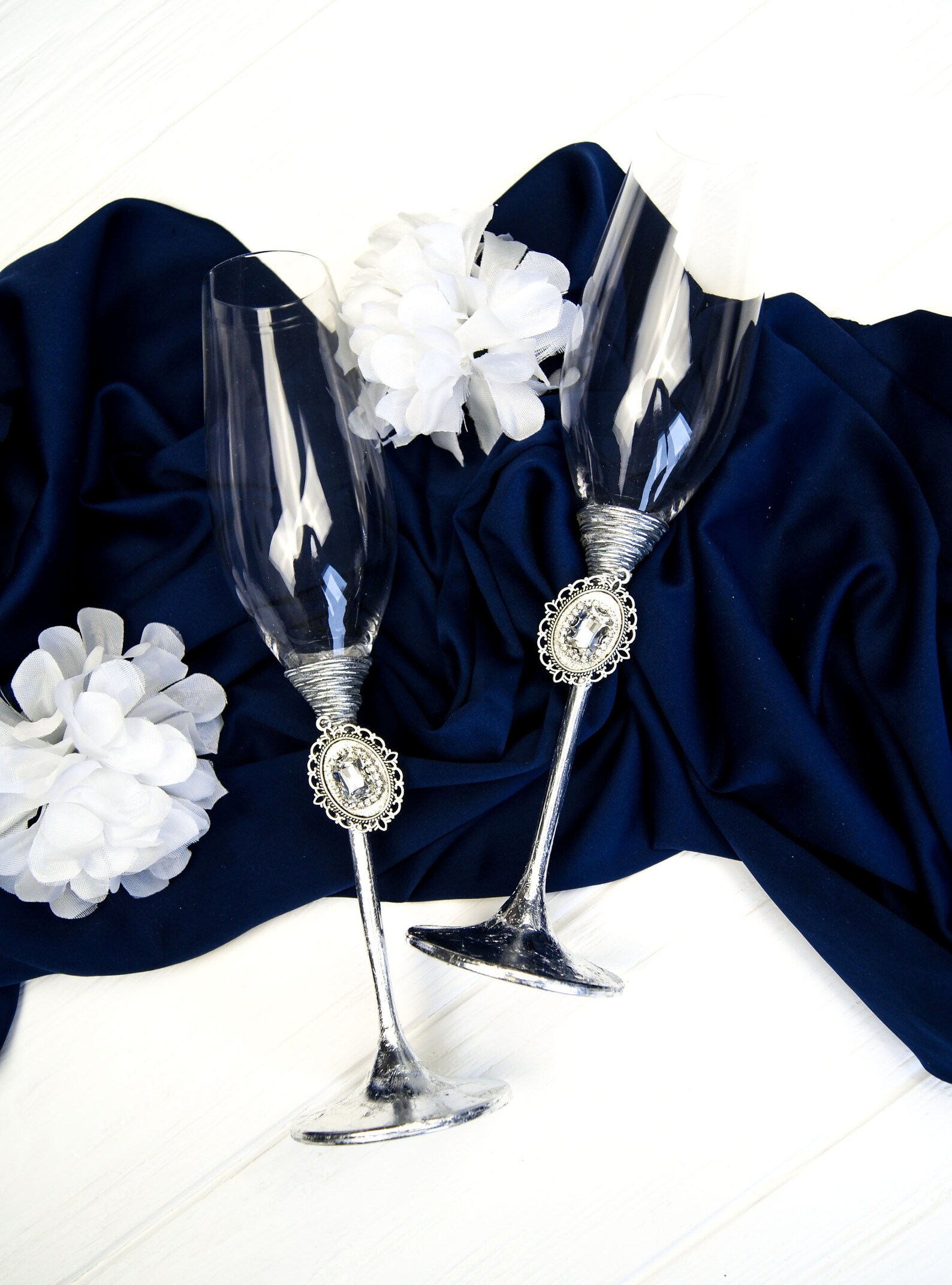 Personalized Glasses for Wedding Silver Wedding Toasting Etsy