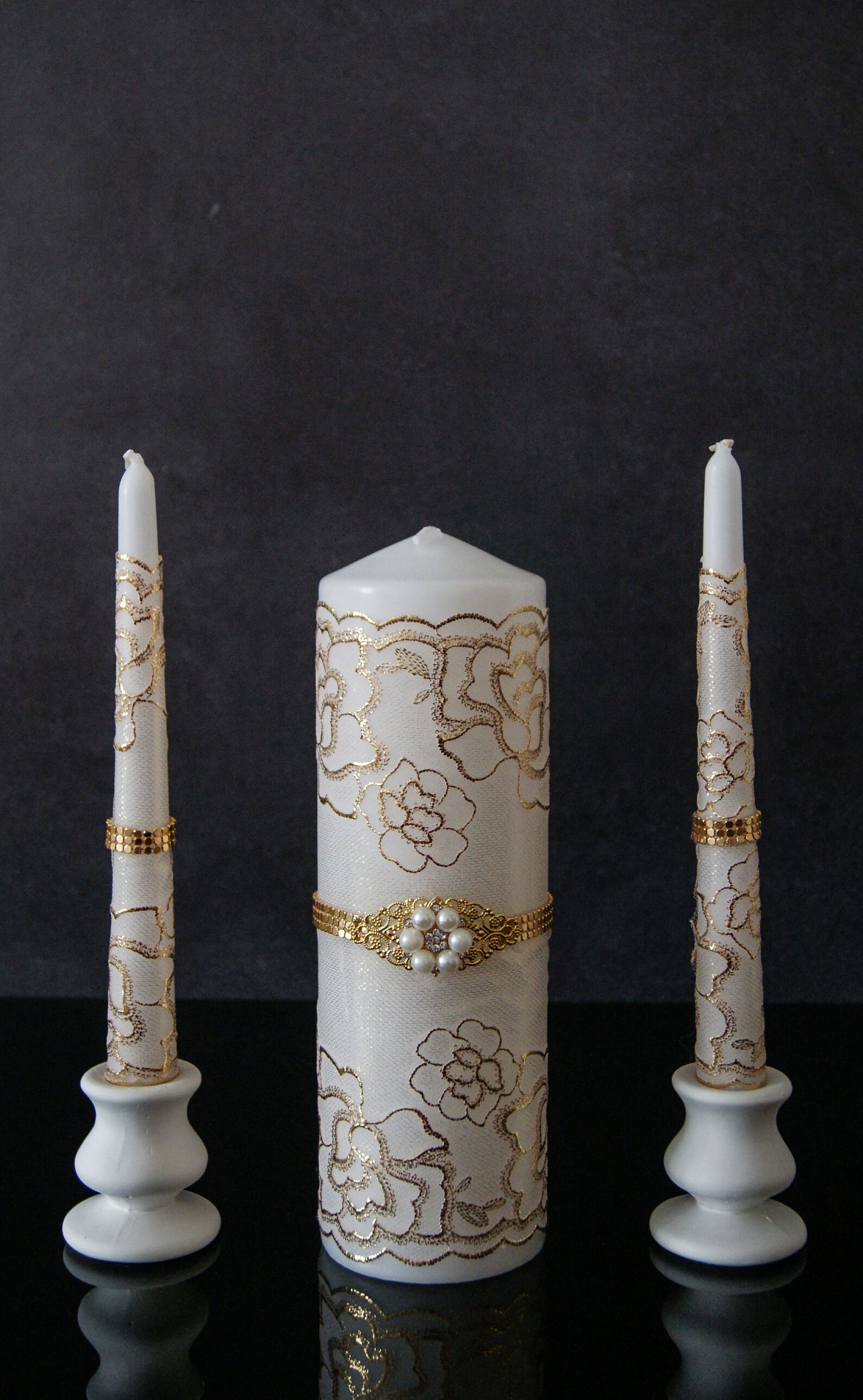 Blue Unity Candles Unity Candle Set Wedding Unity Candles