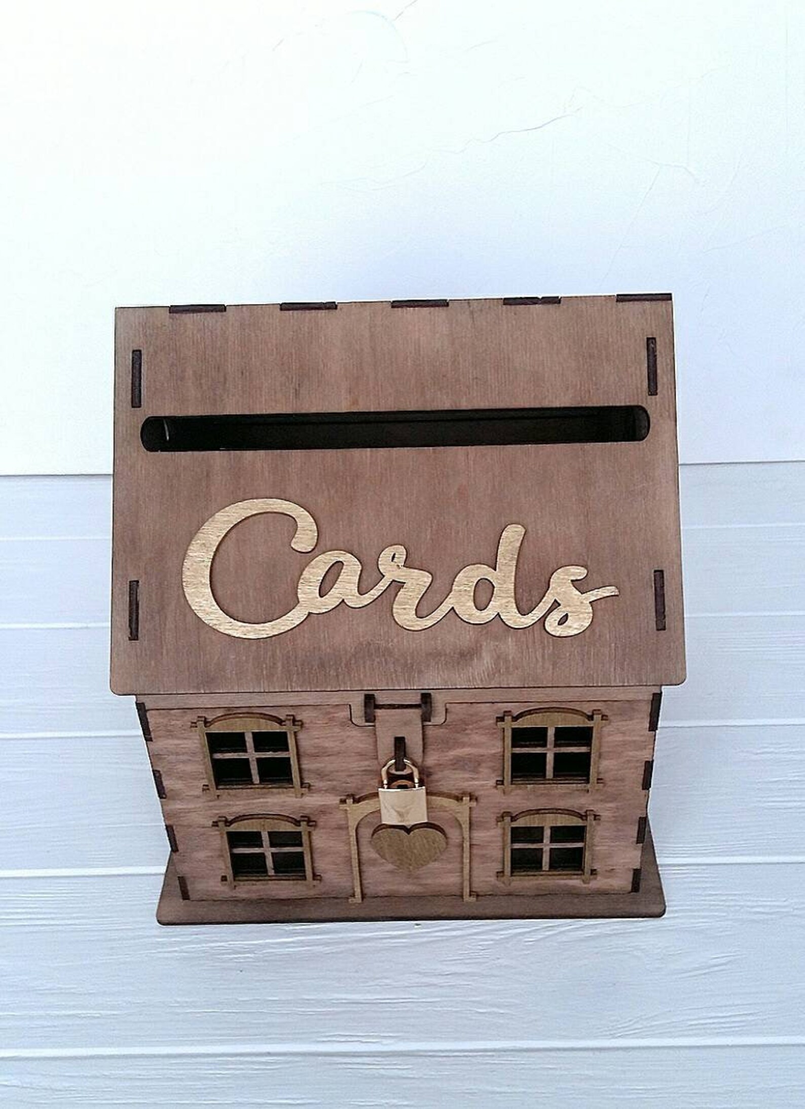 Wedding House Cards Box With Lock Wooden Gift Box Rustic Etsy