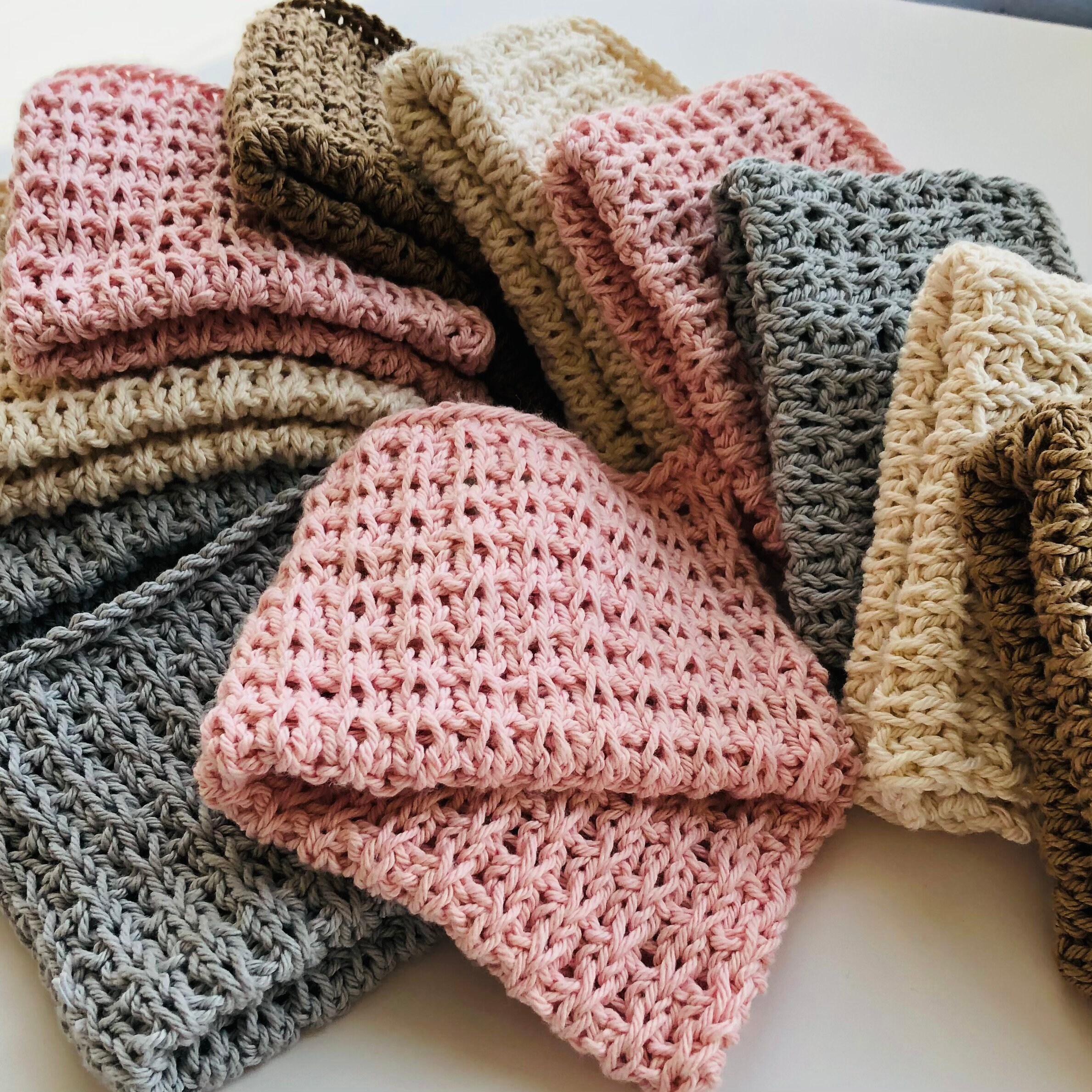 Set of 3 Large Cotton Hand Knit Facial Cloths Dish Cloths | Etsy