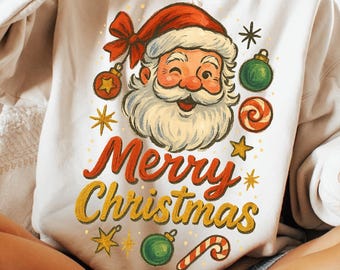 Retro Merry Christmas PNG, Christmas Glitter PNG, Santa png, Christmas png, Its the most wonterful time of the year png, Christmas Tree Png