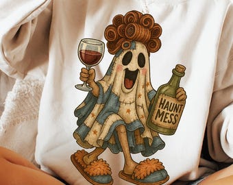 Funny Ghost Halloween PNG, Haunt Mess PNG, Spooky Season PNG, Halloween Vibes png, Retro Halloween png, Halloween Sublimation