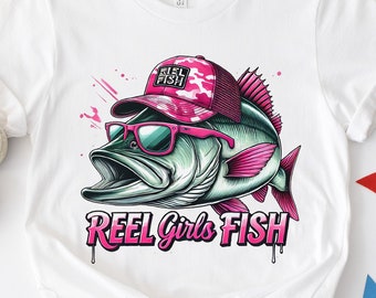 Reel Girls Fish Png, Women Fishing Sublimation Design Png, Lady Fishing Png, Largemouth Bass Png, T-Shirt Design, Digital File