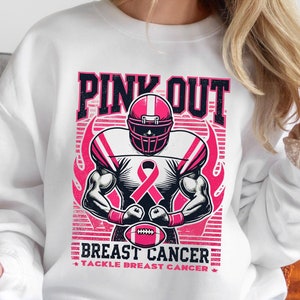 Pink Out Brustkrebs Fußball SVG, Tackle Brustkrebs Png, Football American, Pink Ribbon Png, Krebsbewusstsein, Sport Pink Out Desgin