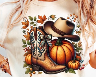 Retro Howdy Cowboy Pumpkin png, Western png, Otoño png, Vibraciones de otoño de calabaza png, Acción de gracias, otoño campestre png, Vaquera png, Sublimación