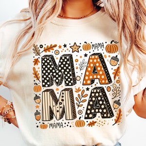 Fall Mama SVG, herfst pompoen sublimatie png, retro herfst png, herfst mama doodle letters, herfst vibes png, Pumpkin Spice png voor T-shirt