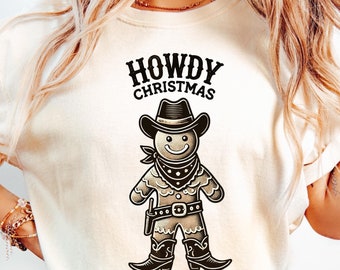 Howdy Christmas Svg and Png, Western Gingerbread Cowboy Png, Retro Western Gingerbeard Png, Vintage Xmas Cute Winter holidays Country Png