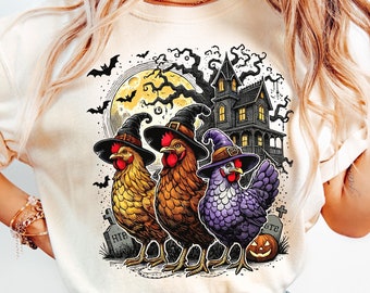 Halloween Hühner SVG & Png, Gruselige Png, Herbst Png, Herbst Png, Kürbis Png, Hexe Png, Spukhaus Png, Sublimations-T-Shirt-Design