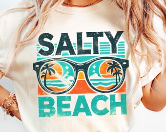 Salty beach PNG, Summer shirt design, Sunglasses png, Retro sublimation design png, Groovy shirt design, Summer Sublimation Instant download