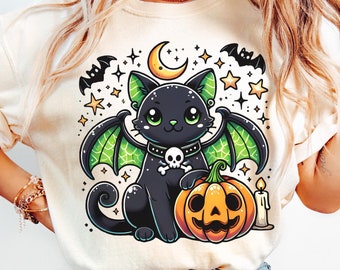 Halloween Black Cat Png, Black Cat, Halloween Sublimations Designs, Trendy Halloween Png, Shirt Design, Sublimation Instant Download