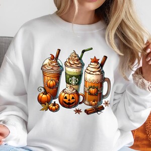 Fall Coffee Pumpkin Png, Coffee Latte Shirt Png, Halloween Sublimation Design Shirt, Fall Png, Retro Halloween Shirt, Pumpkin Png