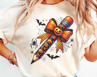 Teacher Halloween Pencil Png, Halloween Coquette Bow png, Teacher Halloween, Spooky Teacher Png, Coquette Pencil Png, Retro Halloween png