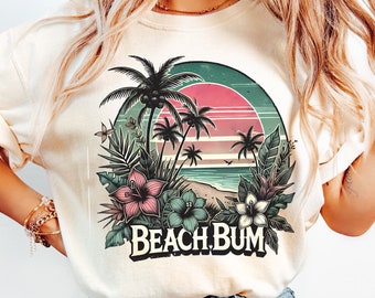 Beach bum Png, Retro beach design Png, Tropical shirt print Design, Summer sublimation Png, Beach Lover Shirt Png, Retro summer design Png