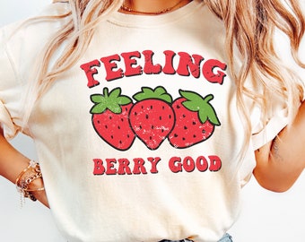 Sentirse bien PNG, Fresa png, Sublimación de fresa, Diseño de camiseta retro, Aspecto vintage, Diseño de sublimación, Descarga instantánea