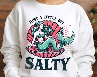 Just a little bit salty Png, Mermaid shirt design, Beach shirt design Png, Retro summer sublimation Png, Retro summer design Png