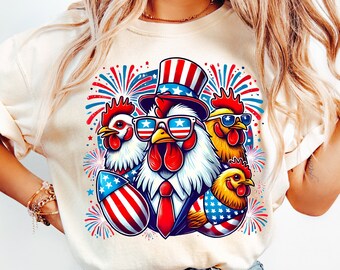 Patriotic USA Chicken PNG, Patriotic USA Chicken, Retro American 4th Of July Png, Independence Day Design, Retro American Flag Png