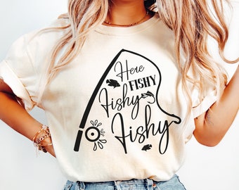 Hier Fishy Fishy Fishy SVG, visserij Svg, Png, visser Svg, grappige visserij Svg, Lake Svg, Svg-bestanden voor Cricut, silhouet