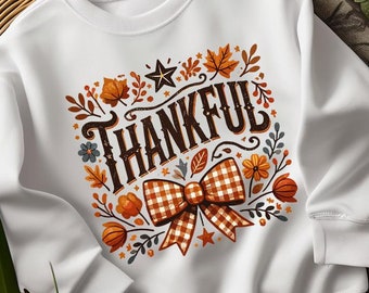 Retro Thankful Png, Fall Vibes Png, Thanksgiving Png, Coquette Fall Png, Autumn Pumpkin Png, Retro Fall Bow Png, Pumpkin Spice Sublimation