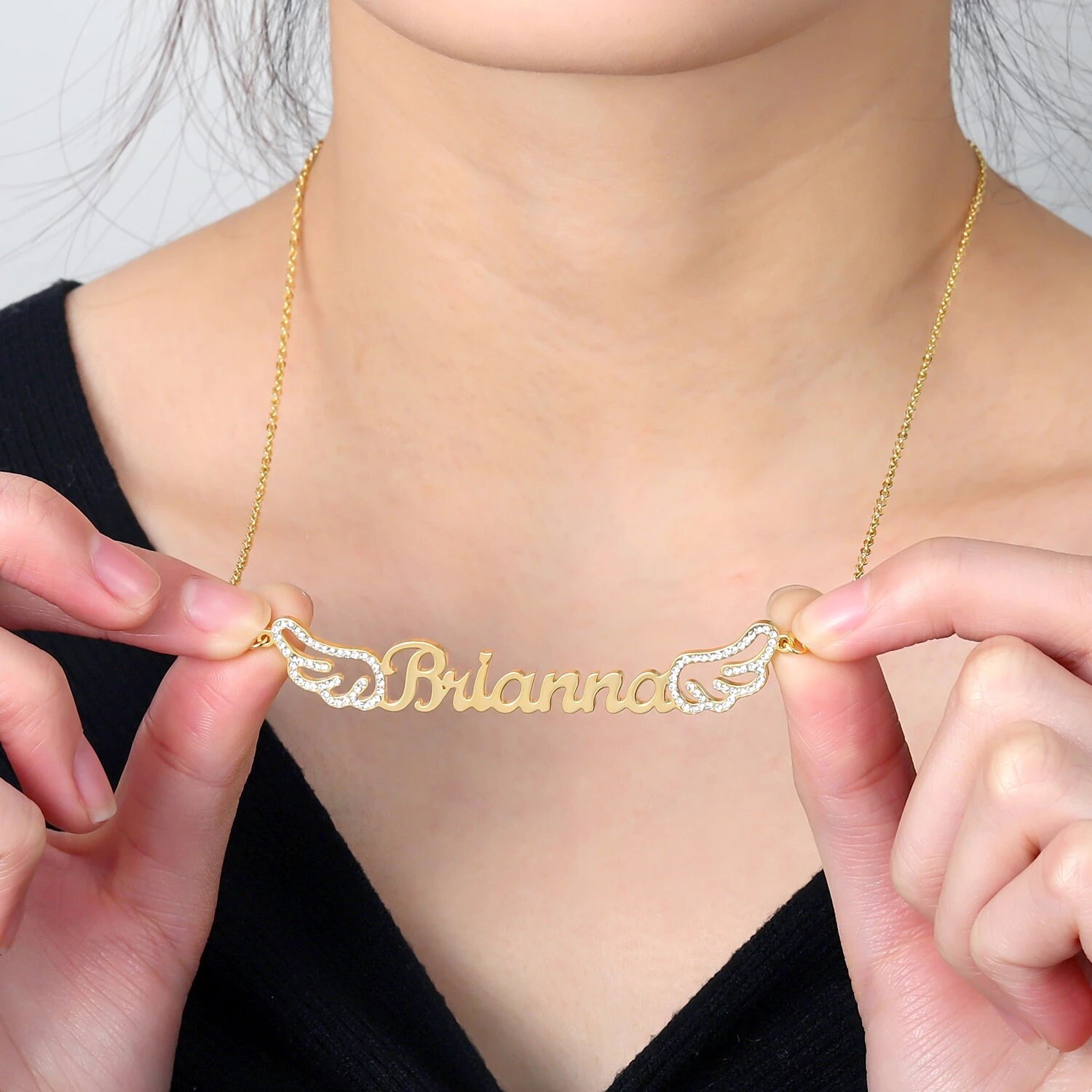 Personalized Angel Wings Name Necklace 