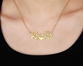 Crown Name Necklace - Etsy
