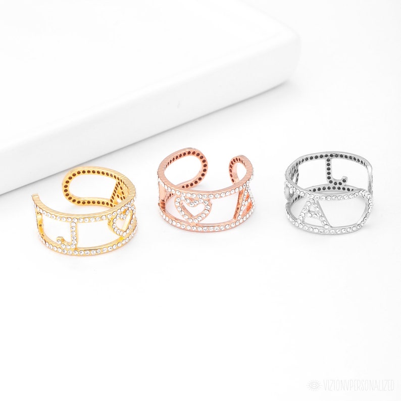 Custom Letter Ring Gold Filled Ring Initial Ring Personalized Initial Ring Personalized Signet ring Dainty Initial Heart Ring