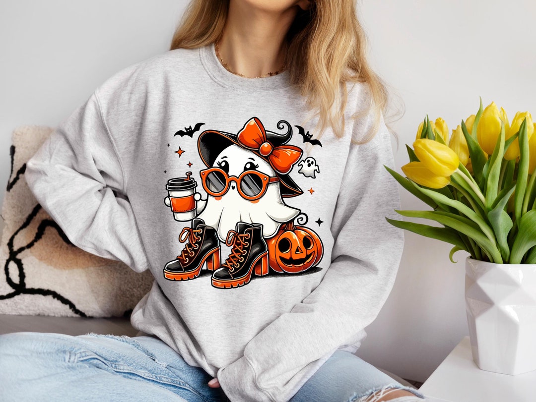 Cute Girly Ghost Svg, Cute Ghost Fall Shirt Sublimation Design Digital ...