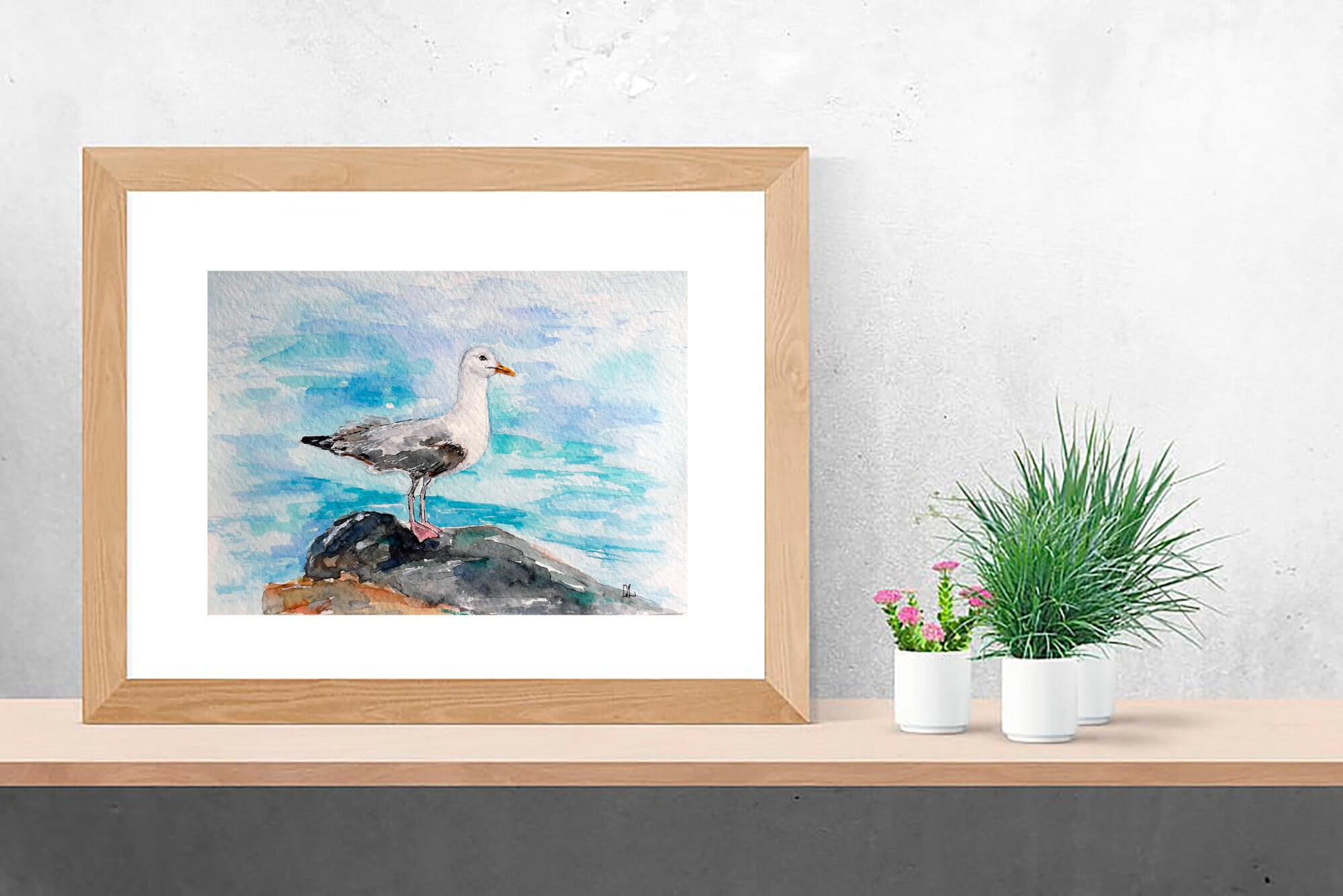 Seagull Painting Shorebird Original Art Beach Bird Artwork Etsy