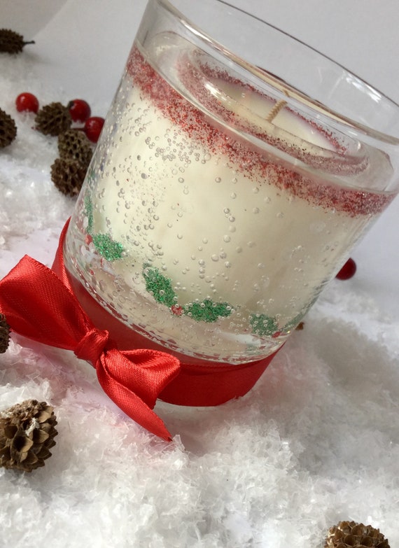 Christmas Collection Glitter Holly Berries Gel Candle Choice Etsy