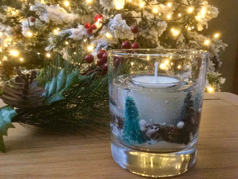 Christmas Gel Candle Made to Order Snow Winter Scene Trees Etsy