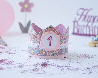 Couronne d'anniversaire pour enfants, Couronne enfant personnalisée, couronne en tissu avec chiffres interchangeables 1-6 ans avec pochette