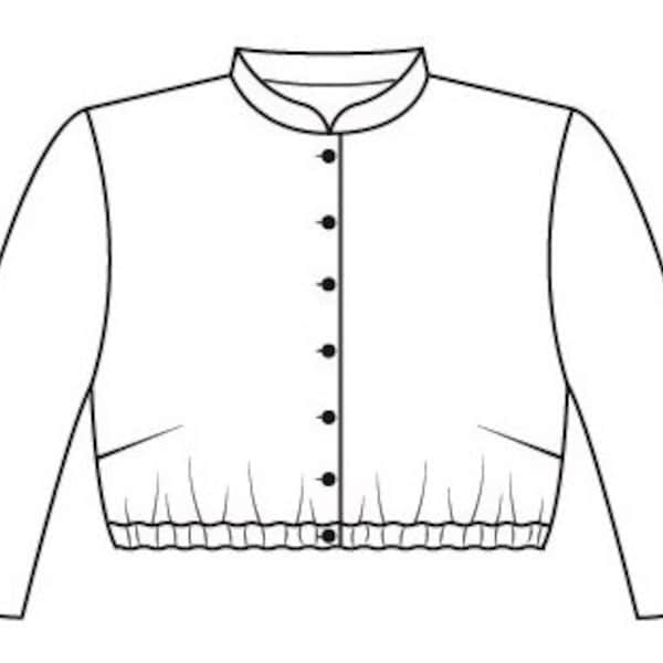 Dirndlbluse Gr. 48 hochgeschlossen mit Kragen digitales PDF Schnittmuster pattern inkl. Nähanleitung