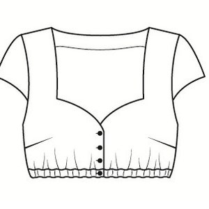 dirndl blouse size 36 heart cutout digital PDF sewing pattern including sewing instructions