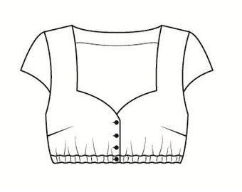 dirndl blouse size 36 heart cutout digital PDF sewing pattern including sewing instructions