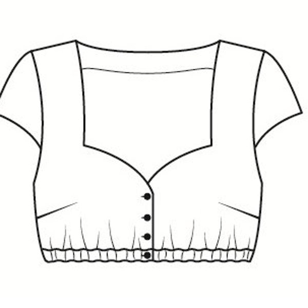 dirndl blouse size 40 heart cutout digital PDF sewing pattern including sewing instructions