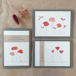 Grußkarte Aquarell Blumen | Glückwünsche 3er Set