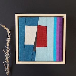 Textiles Wandbild | "Kleiner Herbst" Blatt Baum Modern Art Patchwork