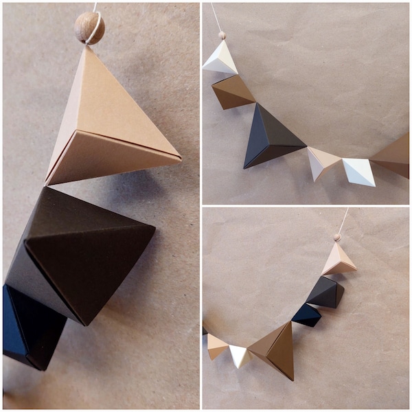Papiergirlande Kette Geometric Art | Braun Weiß Schwarz