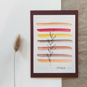 Grußkarte B6 Aquarell | Blüte Blattranke Danke