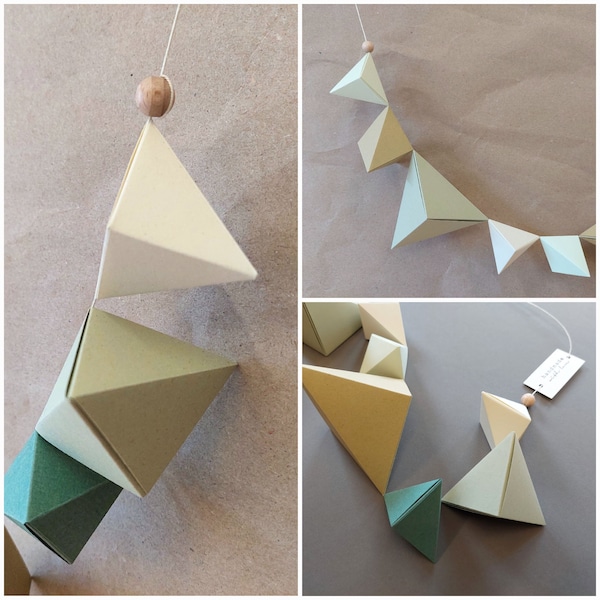 Papiergirlande Kette Geometric Art | Grün Weiß