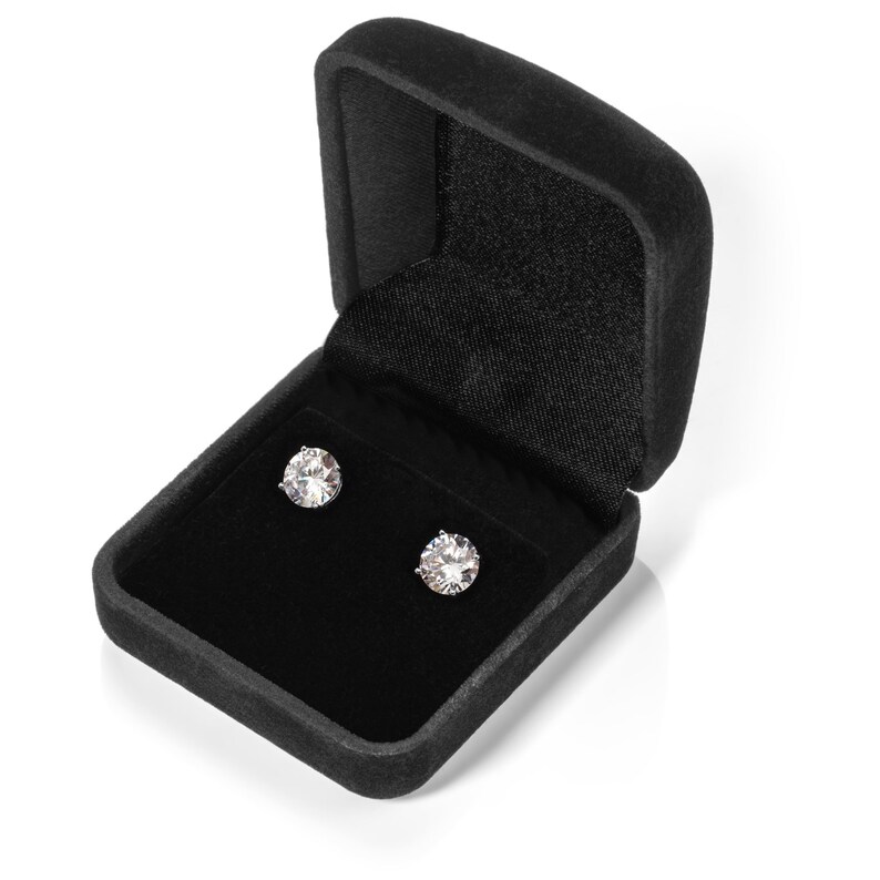 2.56 CTW With Gift Box 14K Solid White Gold Stud Earrings Screw Back Posts Round Cut Cubic Zirconia