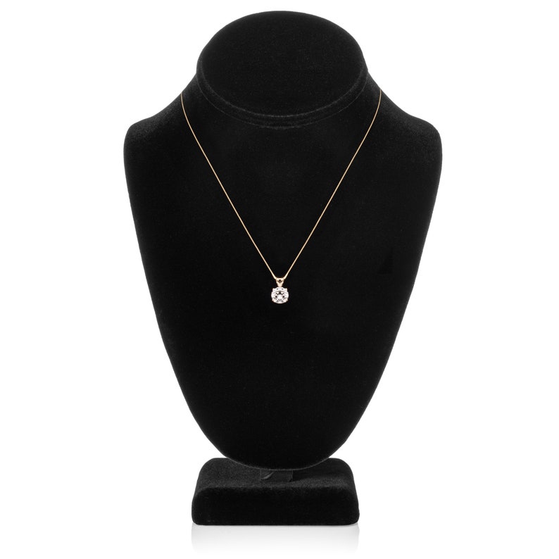 Round Cut Cubic Zirconia Solitaire With Gift Box 16 Inch .60mm Box Link Chain 14K Solid Yellow Gold Pendant Necklace 1.5 Carat