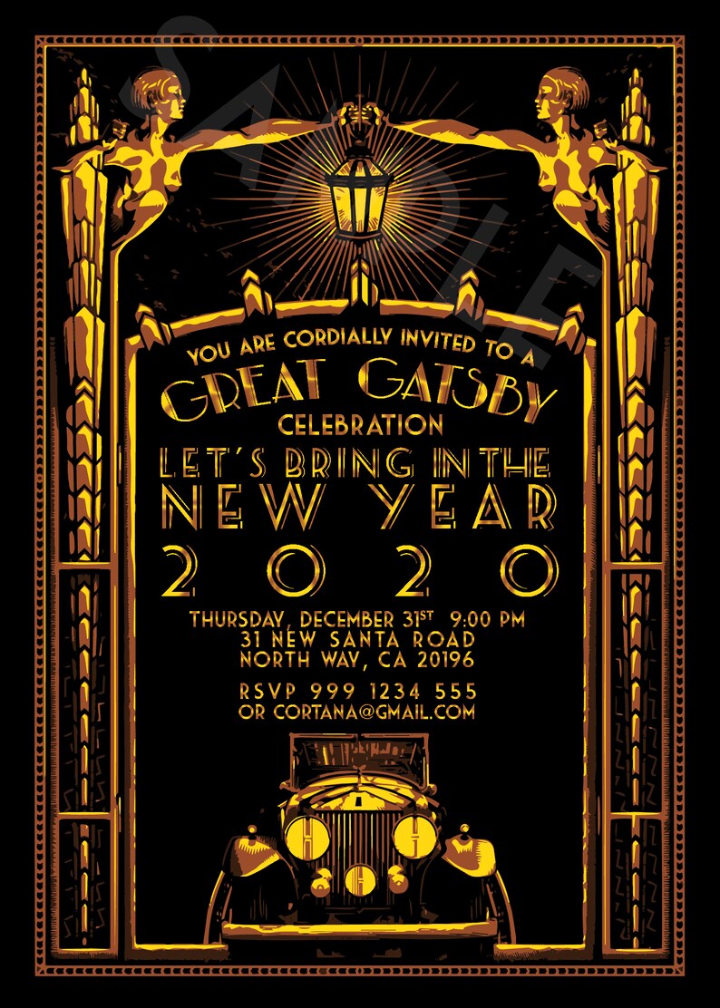 Old Hollywood New Years Eve Invitation Great Gatsby Party | Etsy