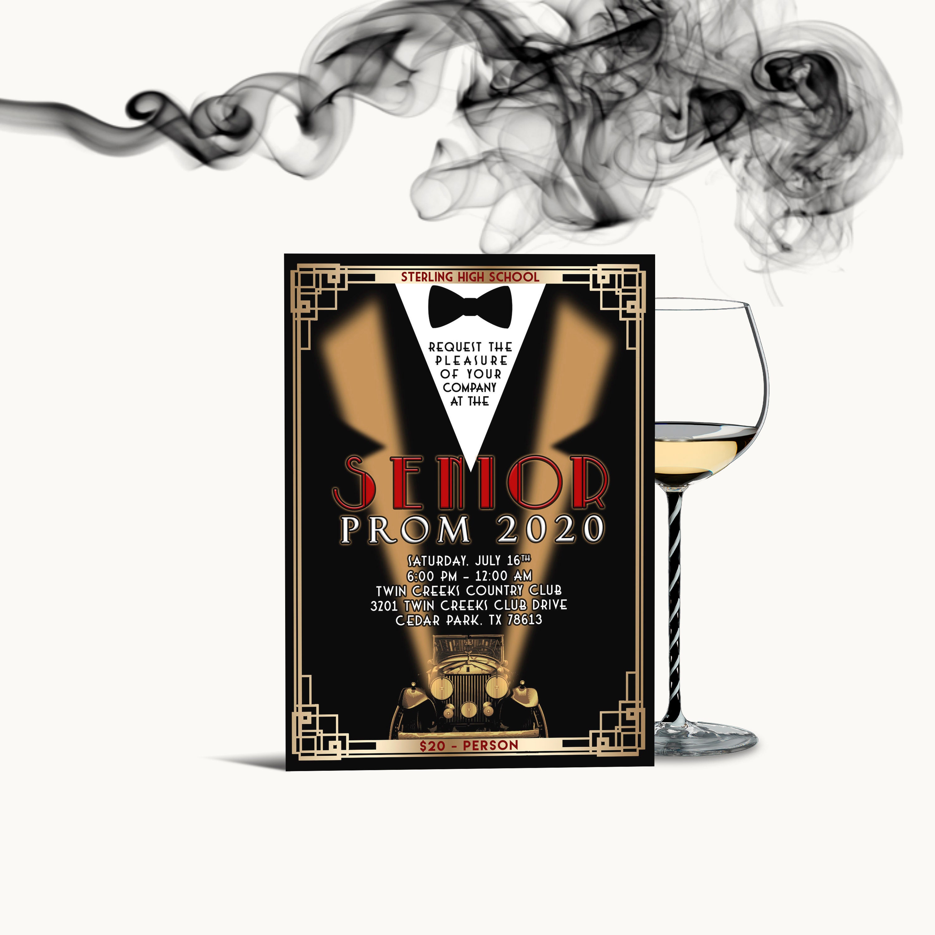Prom Invitation Black Tie Old Hollywood Great Gatsby Invite Etsy